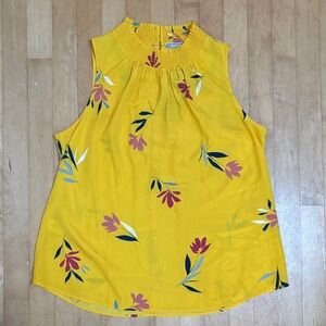 Yellow Floral Sleeveless Top